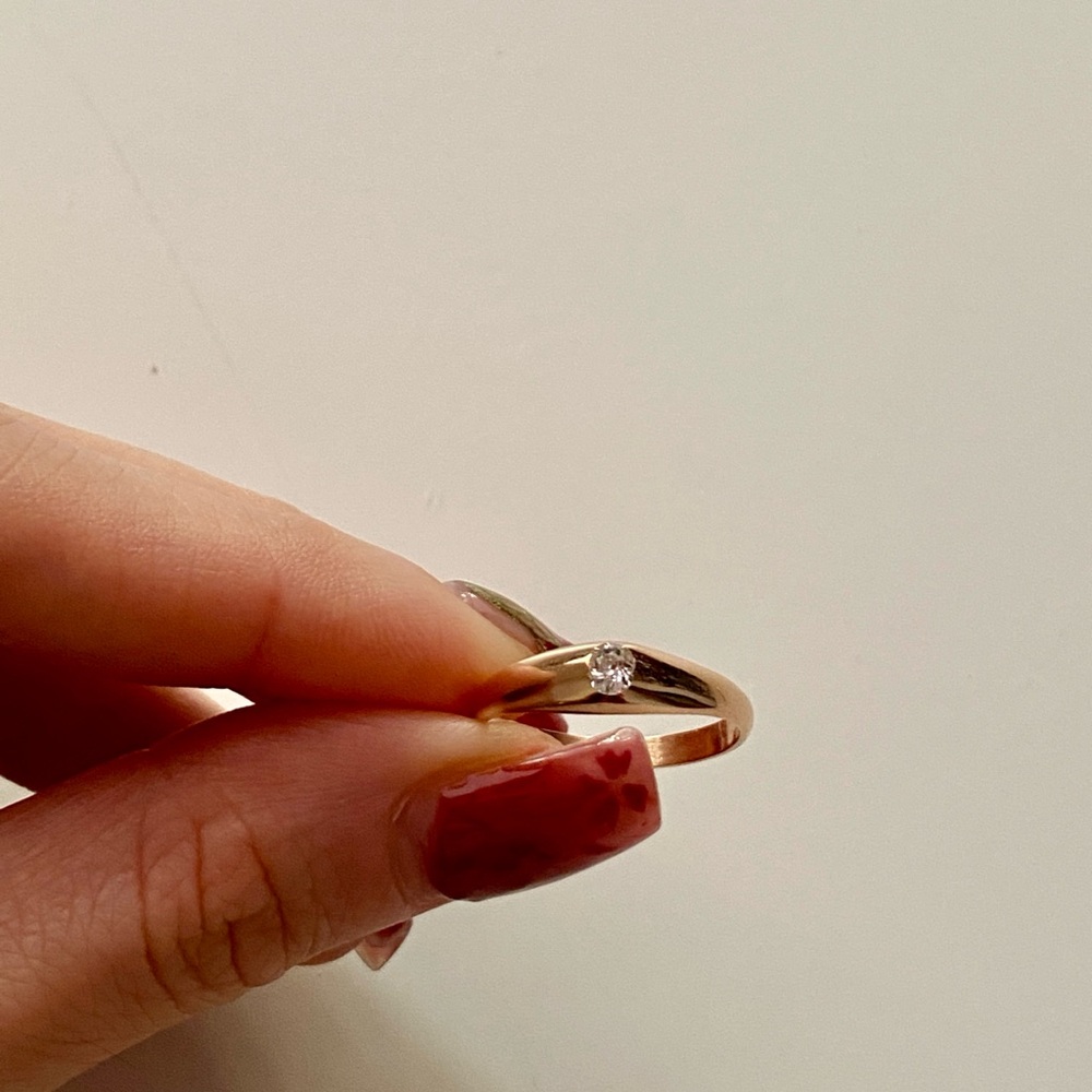 Antique 18K Rosey Gold Old Mine Cut Diamond Ring - Size 5